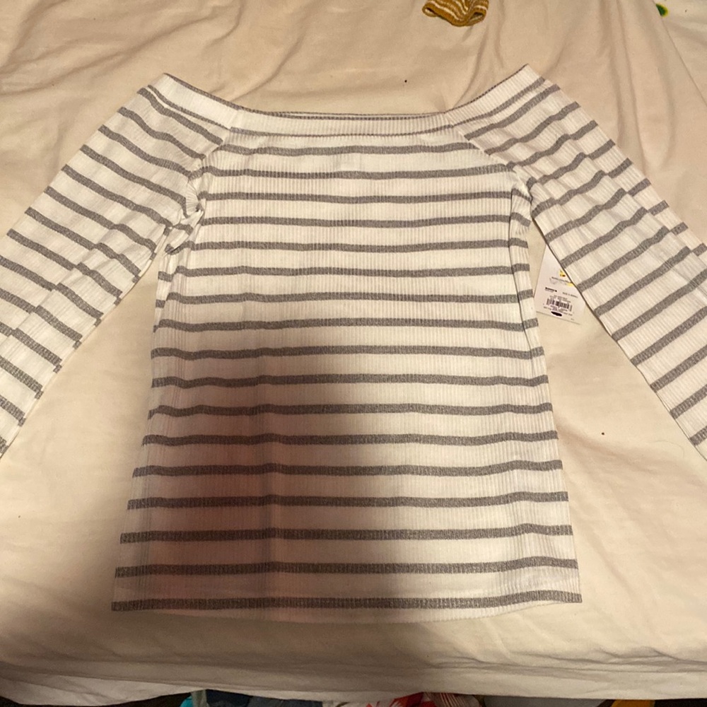 White long sleeve shirt with gray strips never worn